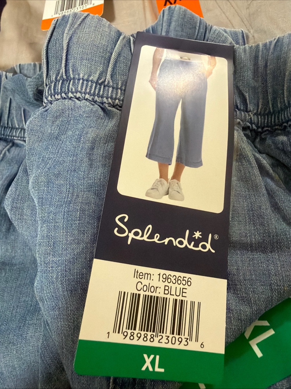 NWT Splendid  Blue Cropped Pants XL Wide Leg Pull On Cc